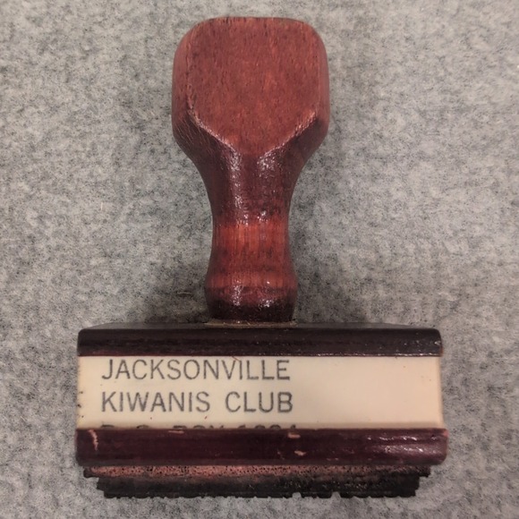 Jacksonville Kiwanis Club Rubber Stamp Wood Handle Organization Alabama - Picture 1 of 3